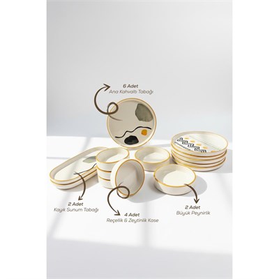 Vienev Axial 14 Parça Stackable Kahvaltı Takımı Sunum Tabağı
