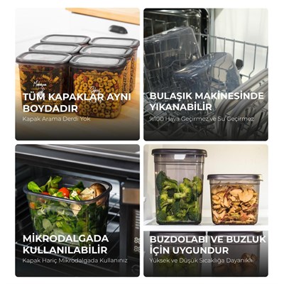 Vienev Beyaz Serigrafi Etiketli 12li Peggy Dikdörtgen Baharat Saklama Kabı Seti 400 Ml Antrasit