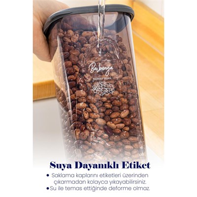 Vienev Beyaz Serigrafi Etiketli 8li Set Peggy Şeffaf Kapaklı Uzun Dikdörtgen Saklama Kabı 3,2 Litre
