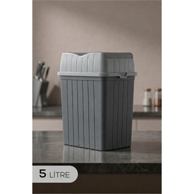 Vienev Çift Kapaklı Çöp Kovası 5 Lt Antrasit- Banyo Mutfak