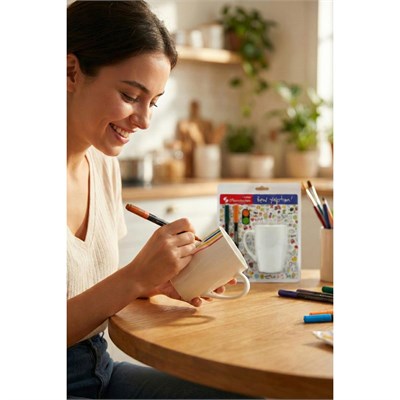 Vienev Diy Kupanı Kendin Tasarla Seti Paşabahçe X Edding - 2 Kupa + 4 Renk (mavi, Lacivert, Yeşil, Turuncu)