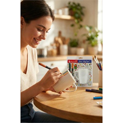 Vienev Diy Kupanı Kendin Tasarla Seti Paşabahçe X Edding - 2 Kupa + 4 Renk (siyah, Sarı, Kırmızı, Mor)