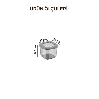 Vienev Etiketli Kaşıklı Foly Kare Erzak Saklama Kabı Seti 18li 0,55 Küçük Boy Antrasit