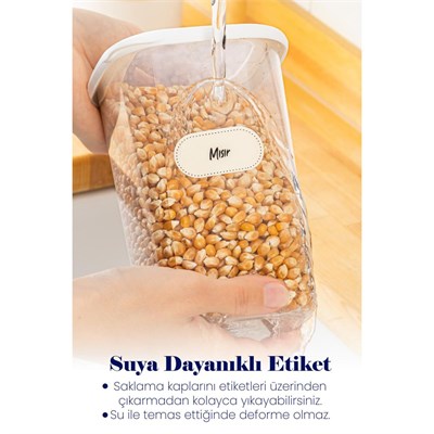 Vienev Etiketli Kaşıklı Kare Erzak Saklama Kabı 6lı Set Küçük Boy 0,55 Litre Beyaz