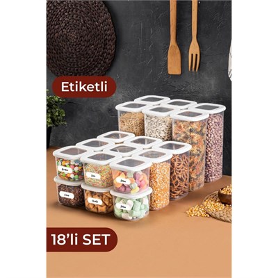 Vienev Foly Etiketli Kare Erzak Saklama Kabı 18li Set 6x(0,55 Li̇tre, 1,2 Li̇tre, 1,75 Li̇tre)