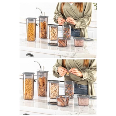 Vienev Foly Etiketli Kare Erzak Saklama Kabı 3lü Set Küçük Boy 3x(0,55 Li̇tre)