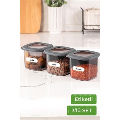 Vienev Foly Etiketli Kare Erzak Saklama Kabı 3lü Set Küçük Boy 3x(0,55 Li̇tre)