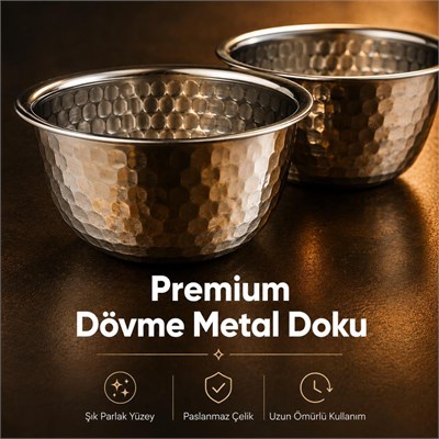 Vienev Paslanmaz Metal 2li Çerezlik Kase Takımı - 9,5x6 Cm Lüks Sunum Ve Sosluk Seti