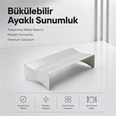 Vienev Paslanmaz Metal Bükülebilir Ayaklı Sunumluk - Dekoratif Sunum Tablası