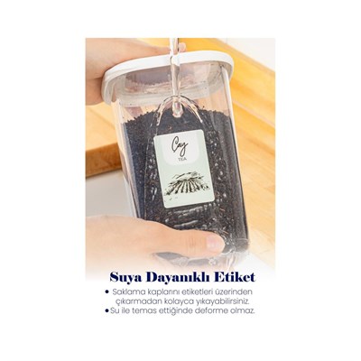 Vienev Renkli Etiketli 12li Set Peggy Kare Erzak Saklama Kabı 9x(0,55 Litre) - 3x(1,75 Litre) Beyaz