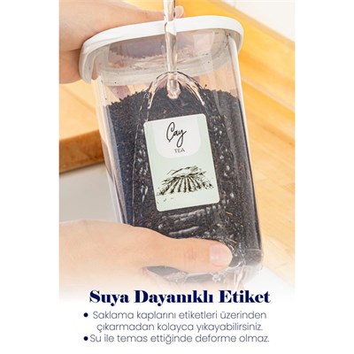 Vienev Renkli Etiketli 18li Peggy Kare Erzak Saklama Kabı 6x(0,55 Litre, 1,2 Litre, 1,75 Litre) Beyaz