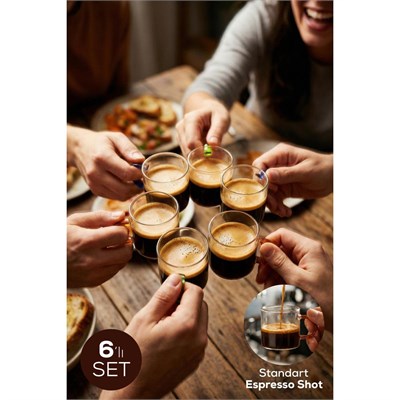 Vienev Renkli Kulplu 6lı Cam Espresso Bardağı Seti - 95 Ml 2x(turuncu, Yeşil, Mavi)