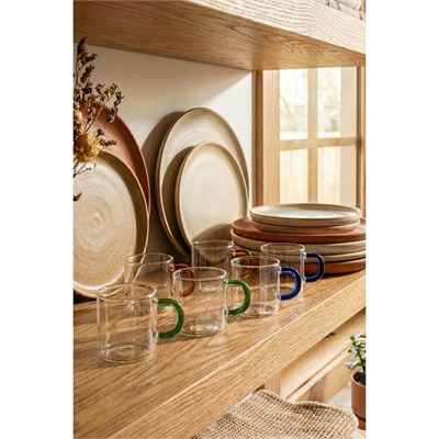 Vienev Renkli Kulplu 6lı Cam Espresso Bardağı Seti - 95 Ml 2x(turuncu, Yeşil, Mavi)
