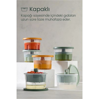 Vienev Sunumluk Zeytin Turşu Peynir Çok Amaçlı Süzgeçli Saklama Kabı Yeşil
