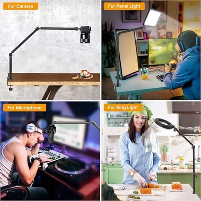 VIJIM LS08 Masa Kelepçeli Ve Kollu Tripod (üç parçalı) Siyah