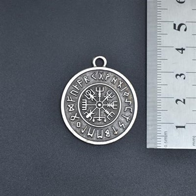 Viking Pusulası Vegvisir Deri ip Kolye - Gümüş Kaplama - Kadın Erkek Kolye - No:791