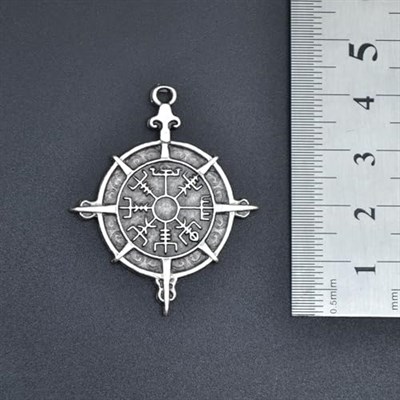 Viking Vegvisir Pusula Örme Zincir Kolye - Gümüş Kaplama - Erkek Kadın Kolye - No:1455
