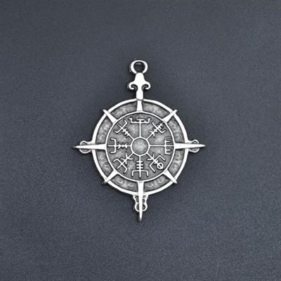 Viking Vegvisir Pusula Örme Zincir Kolye - Gümüş Kaplama - Erkek Kadın Kolye - No:1455