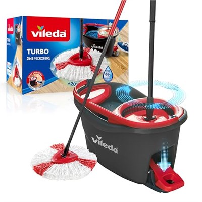 Vileda Turbo 2in1 Komple Temizlik Seti, 130 cm Uzayan Sap, Üçgen Başlık - Seçenekler: Turbo 2in1, Turbo