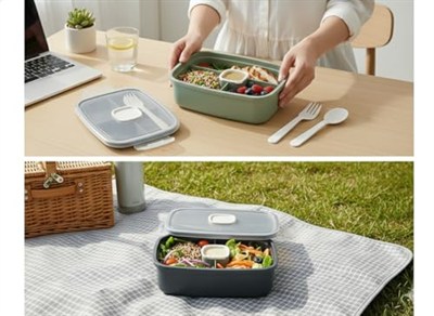 ViosStore Sızdırmaz Lunch Box – 3 Bölmeli Yemek Kabı | Öğle Yemeği Kutusu | Saklama Kabı | BPA İçermez (Beyaz)