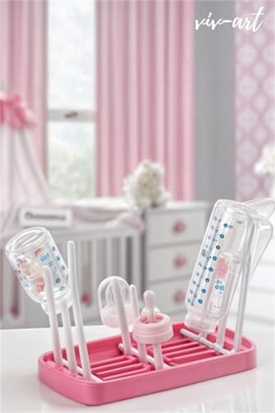 Vivart Taşınabilir Çok Amaçlı Biberon Emzik Kurutucu Kurutmalık Bebek Çocuk Sağlığı Bulaşıklık Kurutma Pembe 25 x 30