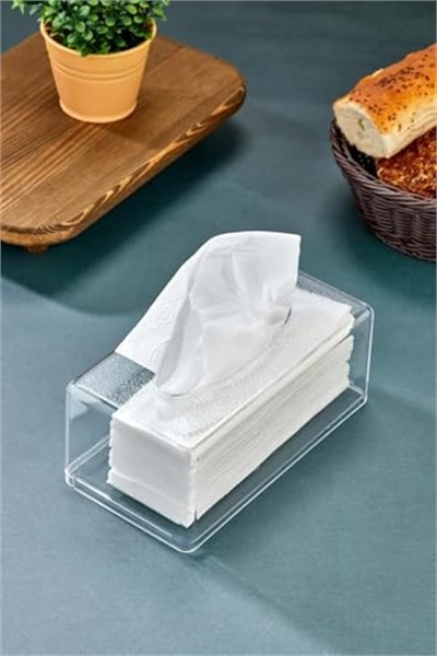 Vivart Üstü Desenli Clear Peçete Organizeri Z Peçetelik Şeffaf 22 x 12