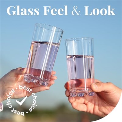 Vivocci Kırılmaz Tritan Plastik Su İçme Bardakları 12 oz | Meyve Suyu İçecekleri ve Kokteyller için İdeal | Kırılmaz Barware | Highball Uzun Şeffaf Bardak Bardakları | Bulaşık Makinesinde Yıkanabilir