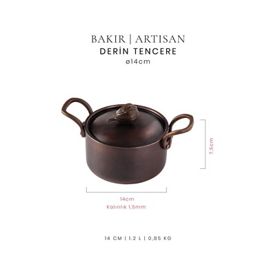Voeux Artisan Koleksiyonu Bakır Derin Tencere 14 cm