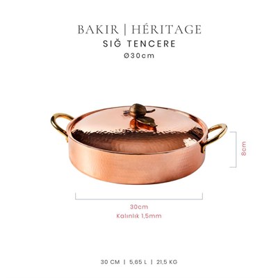 Voeux Héritage Koleksiyonu Bakır Sığ Tencere 30 cm