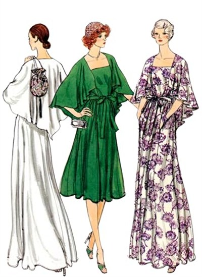 Vogue Misses Vintage 1970ler Abiye Dikiş Desen Paketi, Tasarım Kodu V1947, Bedenler 8-10-12-14-16, Çok Renkli
