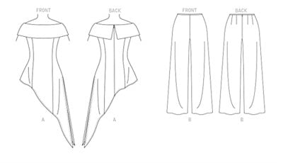 Vogue V1869B5 Petite Top ve Pantolon Geniş Bacak Kadınlar için Kesim Deseni Seti, Code V1869, Çok Renkli, Beden 8-10-12-14-16