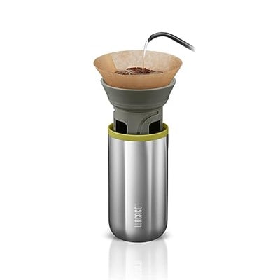 WACACO Cuppamoka kahve demliği, taşınabilir damla kahve makinesi, 10 koni kağıt filtreli kahve makinesi, elle çalıştırılan, paslanmaz çelik kahve demleyici, 10 fl oz