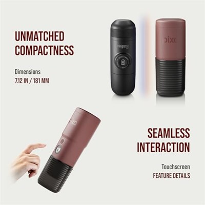 WACACO Kahve Makinesi Elektrikli ve Taşınabilir, 4 Kahve Türü ve Hızlı Isıtma, 3 * 3000mAh Pil, 20 Bar Taşınabilir Espresso Makinesi Çekilmiş Kahve ve NS Kapsül için (Toskana Kırmızısı)