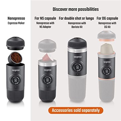 WACACO Nanopresso Taşınabilir Espresso Makinesi, Minipressonun Yükseltme Sürümü, 18 Bar Basınç, Ekstra Küçük Seyahat Kahve Makinesi, Elle Çalıştırılır. Mutfak ve Ofis İçin Mükemmel (Kırmızı)