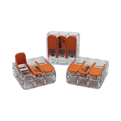 WAGO 10 adet Wago 221-413 bağlantı terminali 3 damarlı kollu 0,2-4 mm², küçük şekil, şeffaf