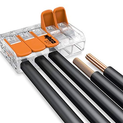 WAGO Kelepçe, 5 iletkenli, 4 mm², kollu bağlantı kelepçesi, 221-415 (25 adet), şeffaf