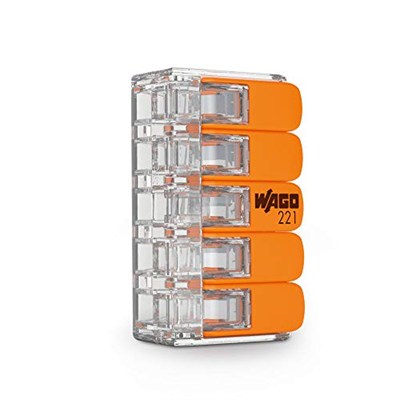 WAGO Kelepçe, 5 iletkenli, 4 mm², kollu bağlantı kelepçesi, 221-415 (25 adet), şeffaf