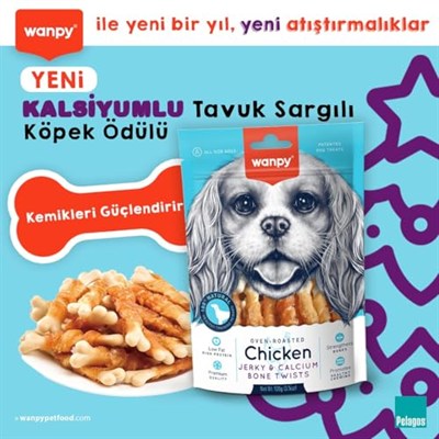 Wanpy Oven Roasted Tavuk Sargılı Kalsiyum Takviyeli Köpek Ödülü (1 x 100 Gr)