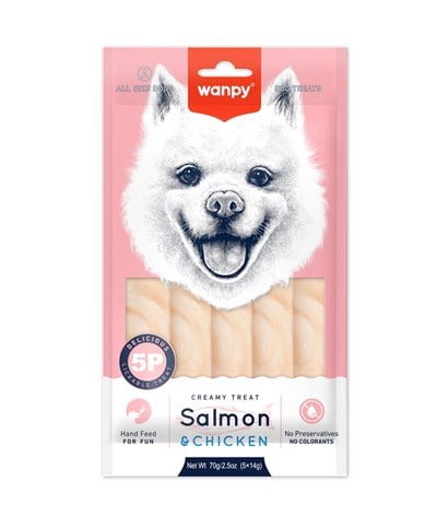 Wanpy Somonlu Tavuklu Krema Köpek Ödülü 5 X14 Gr