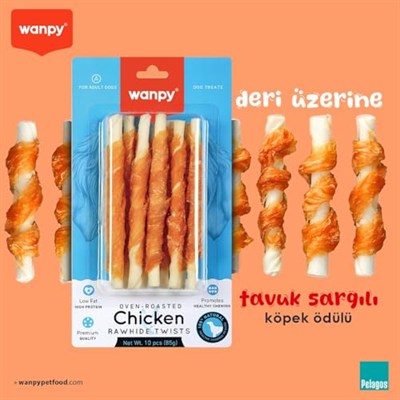 Wanpy Tavuk Sargılı Çiğneme Çubukları 85 g, Köpek Ödülü
