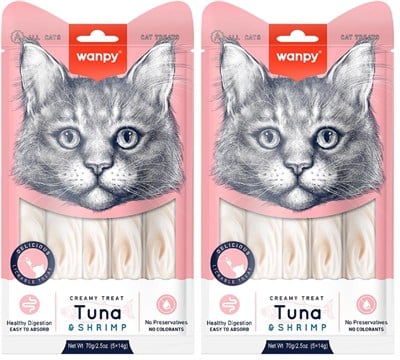 Wanpy Ton Balığı&Karides 5x14 gr Likit Kedi Ödülü 2li paket