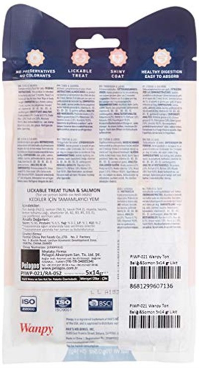 Wanpy Ton Balığı&Somon 5x14 gr Likit Kedi Ödülü 2li paket