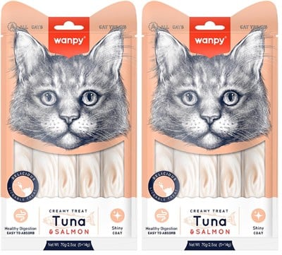 Wanpy Ton Balığı&Somon 5x14 gr Likit Kedi Ödülü 2li paket