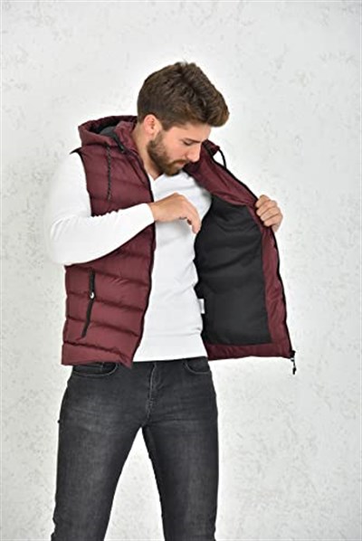WAPP UNİSEX BORDO JEL DOLGU KAPÜŞONLU ŞİŞME YELEK L t-43-