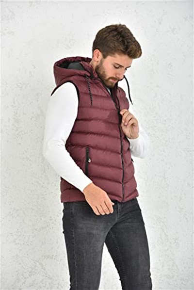 WAPP UNİSEX BORDO JEL DOLGU KAPÜŞONLU ŞİŞME YELEK L t-43-
