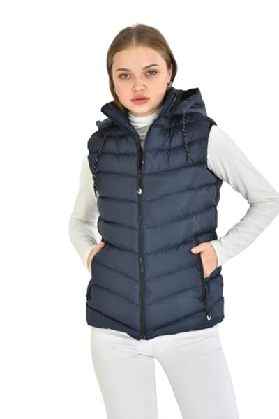 WAPP UNİSEX LACİVERT JEL DOLGU KAPÜŞONLU ŞİŞME YELEK XL t-72