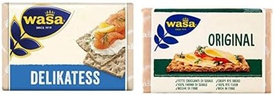 Wasa İnce Gevrek Ekmek (Crispbread Delikatess) 270 g. ve Wasa Sade Gevrek Ekmek (Crispbread Original) 275 g.