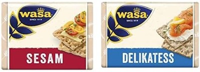 Wasa Susamlı Gevrek Ekmek (Crispbread Sesam) 200 Gr ve Wasa İnce Gevrek Ekmek (Crispbread Delikatess) 270 g.