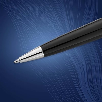 WATERMAN Expert Lake Siyah Krom Tasarımlı Tükenmez Kalem, Orta Kalınlıkta Uç, Mavi Mürekkep (S0951800)