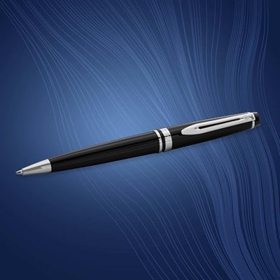 WATERMAN Expert Lake Siyah Krom Tasarımlı Tükenmez Kalem, Orta Kalınlıkta Uç, Mavi Mürekkep (S0951800)